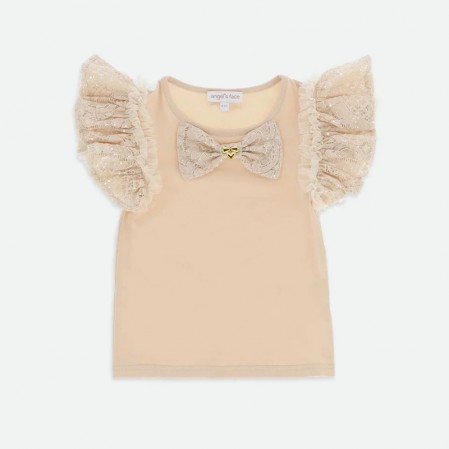 Bluza copii Angels face pentru fata cu maneci scurte din tul
