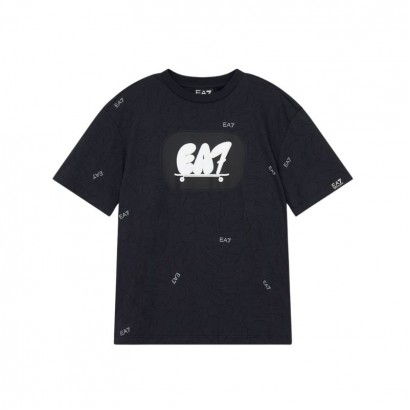 Tricou copii EA7 pentru baiat cu print de efect si logo