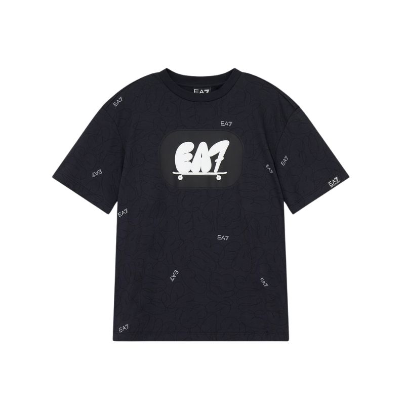 Tricou copii EA7 pentru baiat cu print de efect si logo