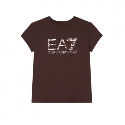 Tricou copii EA7 pentru fata cu logo mare frontal 