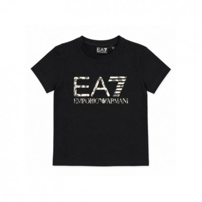 Tricou copii EA7 pentru fata cu logo mare frontal 