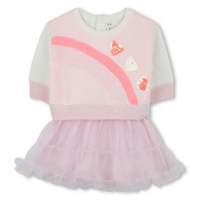 Rochita combinata bebe Billieblush cu tul si volane