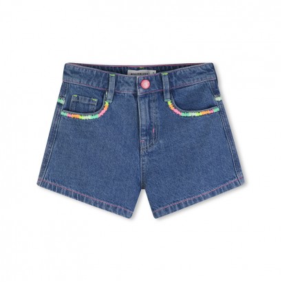 Pantaloni scurti de blugi copii Billieblush de fata broderie colorata