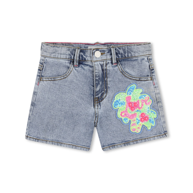 Pantaloni scurti de blugi copii Billieblush de fata aplicatie paiete