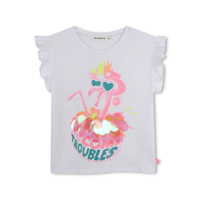 Tricou copii Billieblush pentru fata cu aplicatia flamingo