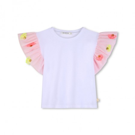 Tricou copii cu broderie flori Billieblush pentru fata fara maneci