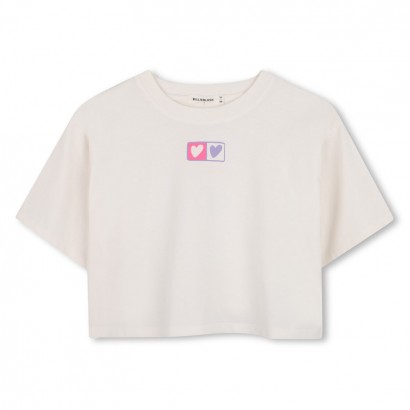 Tricou scurt copii Billieblush pentru fata cu aplicatie inimi