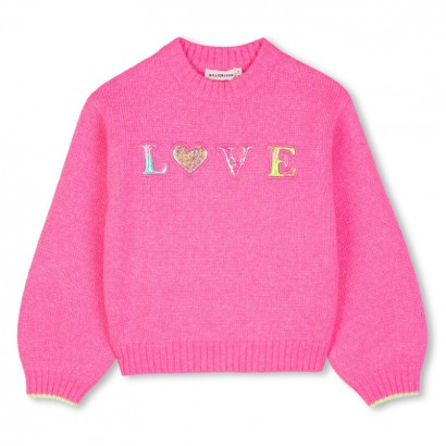 Pulover copii Billieblush pentru fata cu inscriptie de efect Love