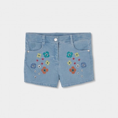 Pantaloni scurti copii Boboli pentru fata cu broderie flori