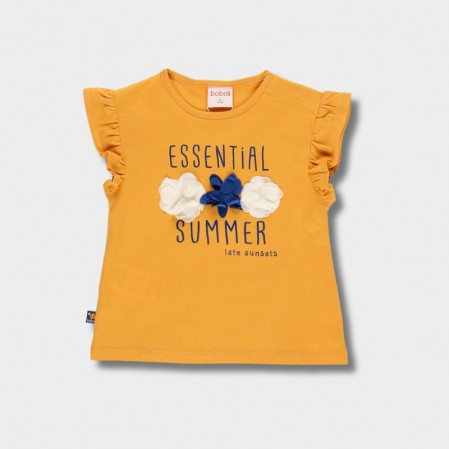Tricou copii Boboli pentru fata cu flori voluminoase si inscriptie