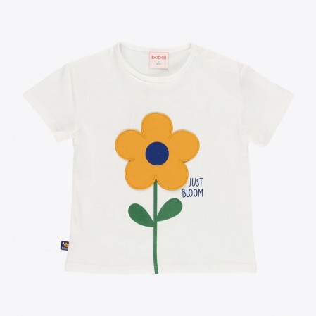 Tricou copii Boboli pentru fata cu aplicatie floare si inscriptie
