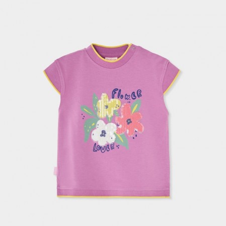 Tricou copii Boboli pentru fata cu flori din paiete