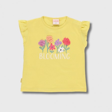 Tricou copii Boboli pentru fata cu flori si inscriptie