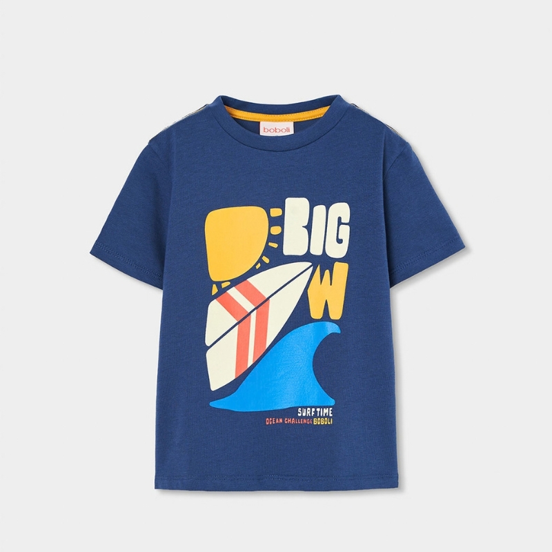 Tricou copii Boboli pentru baiat cu print marin si inscriptii