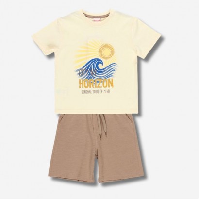Set copii Boboli pentru baiat cu tricou si pantaloni scurti