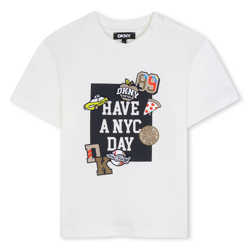Tricou copii DKNY pentru baiat cu inscriptie Have a NYC day