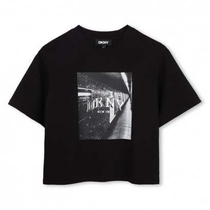 Tricou scurt copii DKNY pentru fata cu aplicatie