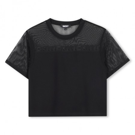 Tricou scurt copii DKNY pentru fata cu maneci transparente