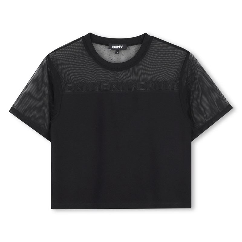 Tricou scurt copii DKNY pentru fata cu maneci transparente