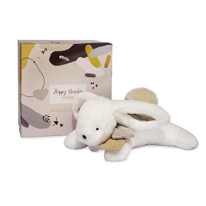 Doudou iepure de plus cu pompon 25cm