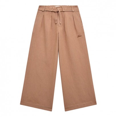 Pantaloni din in copii Guess cu picior larg pentru fata