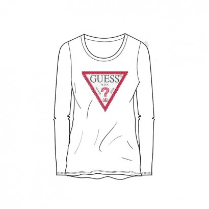 Bluza copii Guess pentru fata cu maneca lunga si logo cu paiete