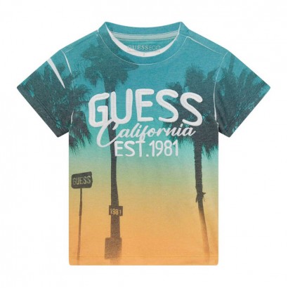 Tricou copii Guess pentru baiat cu print si broderie