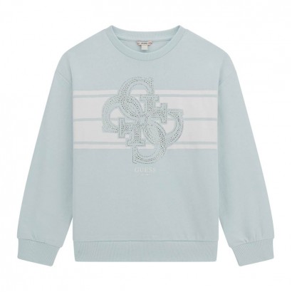 Bluza copii Guess pentru fata cu maneci lungi si logo din pietricele