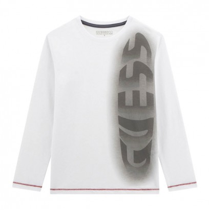 Bluza copii Guess pentru baiat cu maneci lungi si logo de efect