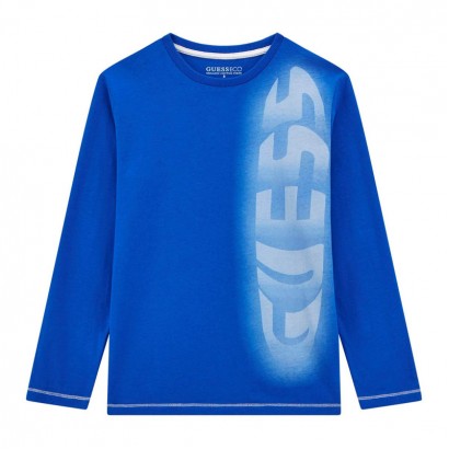 Bluza copii Guess pentru baiat cu maneci lungi si logo de efect