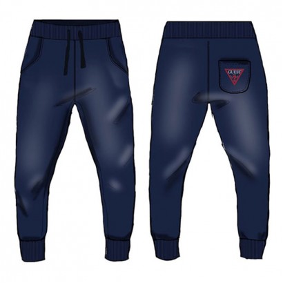Pantaloni sport de copii Guess pentru baiat cu logo si cu sireturi