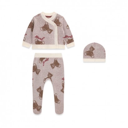 Set bebe Guess unisex cu caciula si print