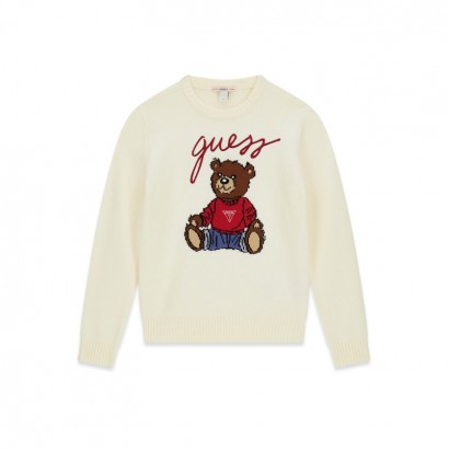 Pulover tricot copii Guess unisex cu ursulet si logo