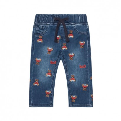 Blugi copii Guess pentru baiat cu print de ursuleti si elastic