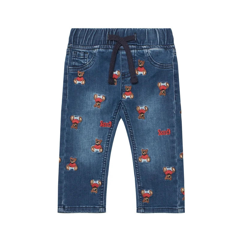 Blugi copii Guess pentru baiat cu print de ursuleti si elastic