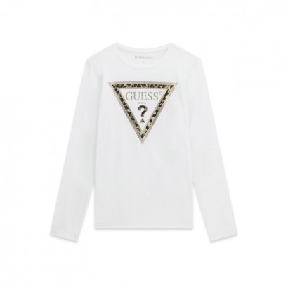 Bluza copii Guess pentru fata cu maneca lunga si aplicatie logo