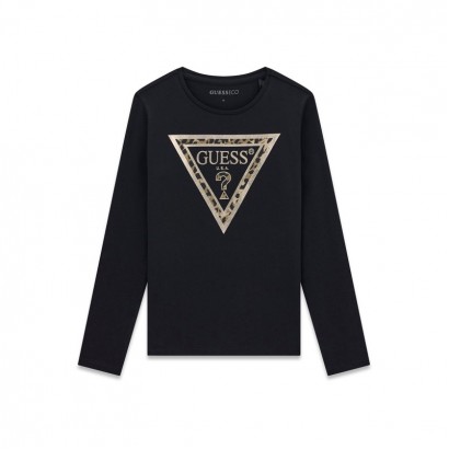 Bluza copii Guess pentru fata cu maneca lunga si aplicatie logo