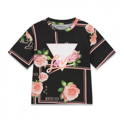 Tricou bumbac copii Guess pentru fata cu logo si print
