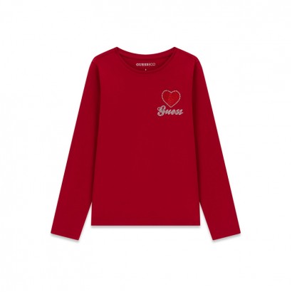 Bluza copii Guess pentru fata cu maneca lunga si inima din pietricele