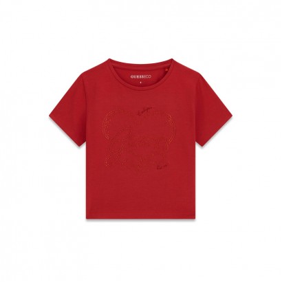 Tricou copii Guess pentru fata cu logo mare cu pietricele