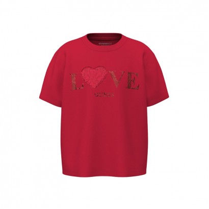 Tricou copii Guess pentru fata cu inscriptie si inima