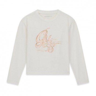 Bluza copii Guess pentru fata cu maneca lunga cu inscriptie logo