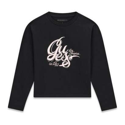 Bluza copii Guess pentru fata cu maneca lunga cu inscriptie logo