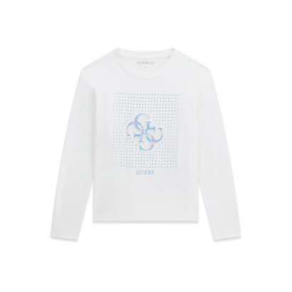 Bluza copii Guess pentru fata cu maneca lunga cu inscriptie 