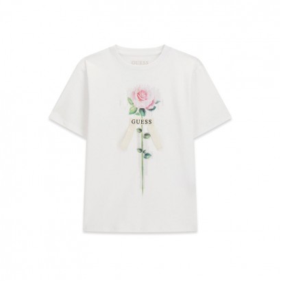 Tricou copii Guess pentru fata cu paiete si trandafir