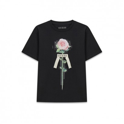 Tricou copii Guess pentru fata cu paiete si trandafir