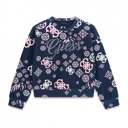 Bluza copii Guess pentru fata cu print si logo in fata