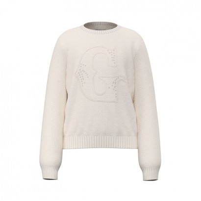Pulover copii Guess pentru fata cu logo mare brodat