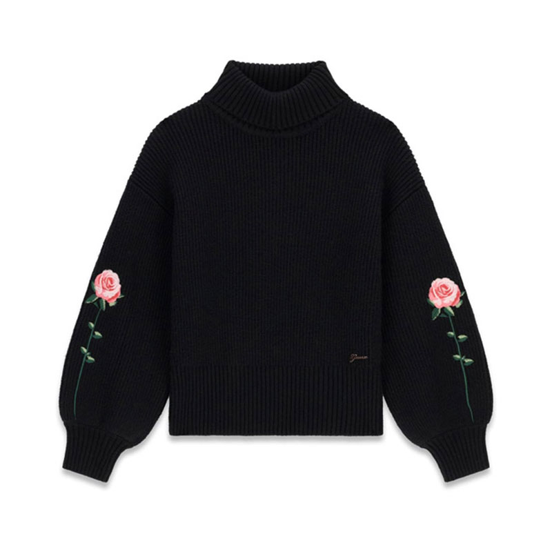 Pulover copii Guess pentru fata cu flori pe maneci