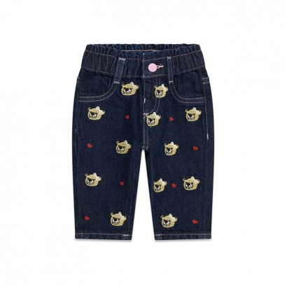 Blugi bebe Guess pentru fetita cu ursuleti brodati
